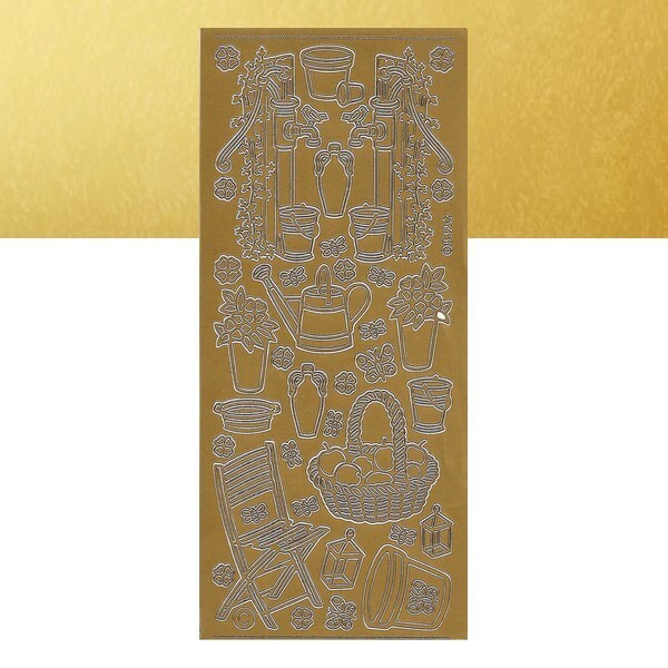 1 planche de stickers autocollants peel off doré motifs JARDIN 108 - Photo n°1