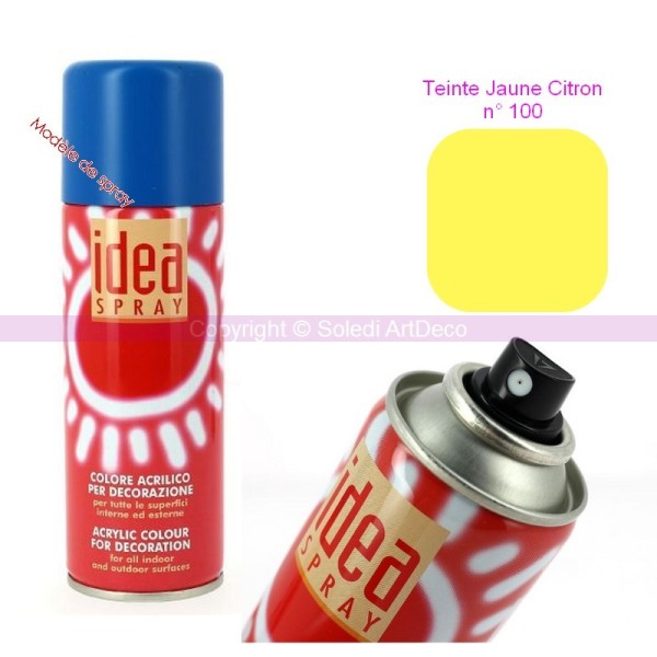 Spray acrylique couleur Jaune citron N°100, Bombe aérosol adaptée au polystyrène, 200 ml, de Maimeri - Photo n°1
