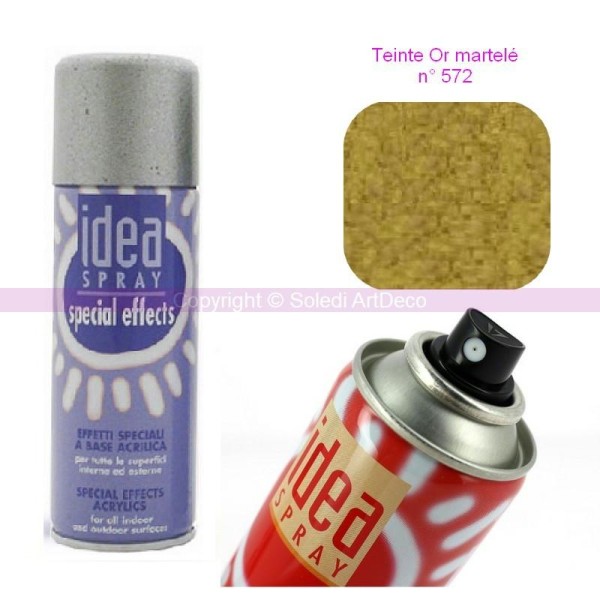 Spray acrylique couleur Or martelé N°572, Bombe aérosol adaptée au polystyrène, 200 ml, de Maimeri - Photo n°1