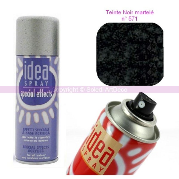 Spray acrylique couleur Noir martelé N°571, Bombe aérosol adaptée au polyst - Photo n°1