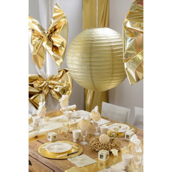 Lanterne Japonaise dorée, diam. 35 cm, Lampion boule Papier or, à suspendre - Photo n°2
