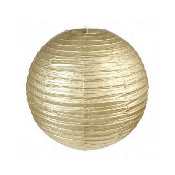 Lanterne Japonaise dorée, diam. 35 cm, Lampion boule Papier or, à suspendre - Photo n°1