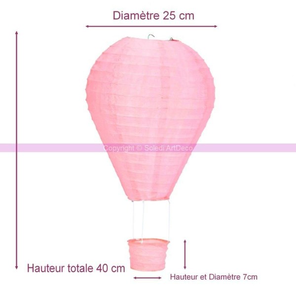 Montgolfière décorative en papier Rose Poudré, Haut. 40 cm, Diam. 25 cm, &agrav - Photo n°1