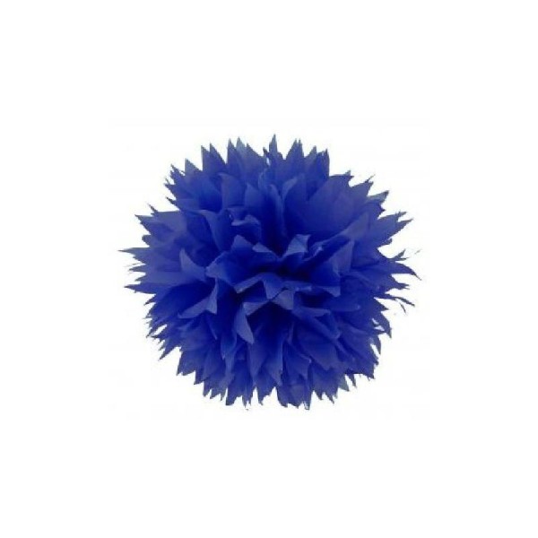 Pompon papier de soie fleur 38 cm bleu marine - Photo n°1