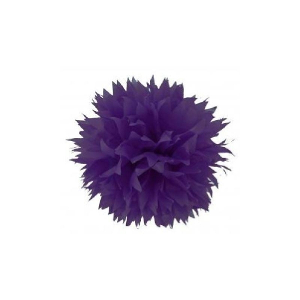 Pompon papier de soie fleur 38 cm violet - Photo n°1
