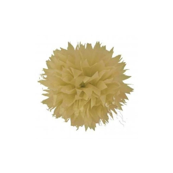 Pompon papier de soie fleur 38 cm écru - Photo n°1