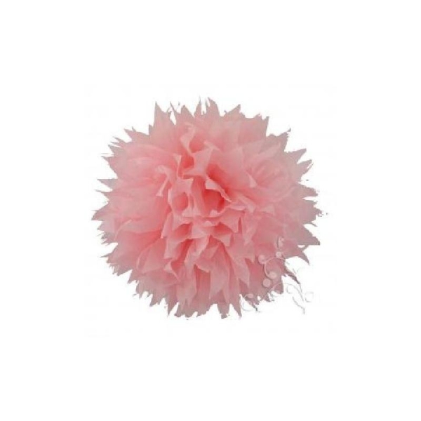 Pompon papier de soie fleur 38 cm rose - Photo n°1