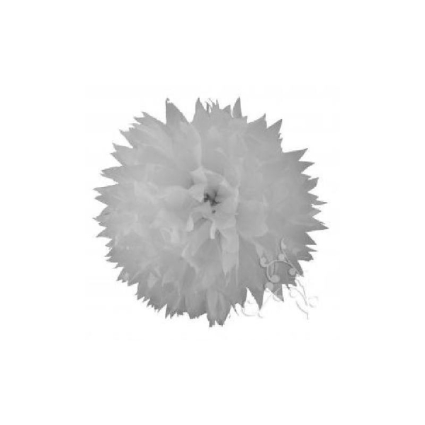 Pompon papier de soie fleur 38 cm blanc - Photo n°1