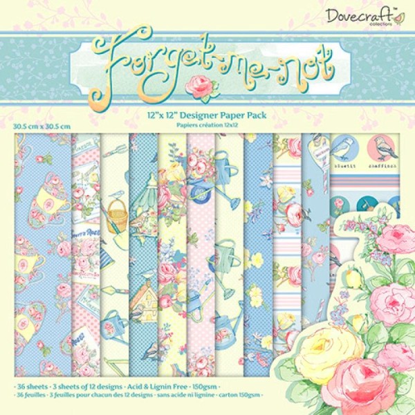 36 cartons fantaisis 30x30 cm DOVECRAFT FORGET ME NOT - Photo n°1