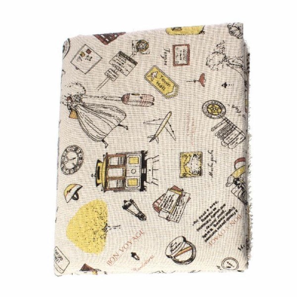 Tissu coton lin patchwork décoration couture 50 x 45 cm VINTAGE VOYAGE - Photo n°1