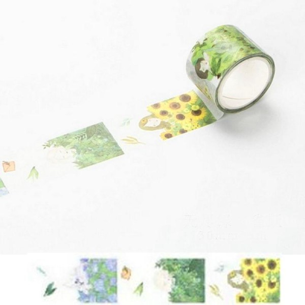 Washi Tape Masking Tape ruban adhésif scrapbooking 3 cm ENFANT FLEUR JAUNE - Photo n°1