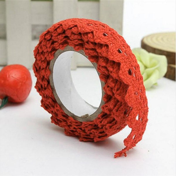 1 Ruban adhésif masking tape crochet dentelle ROUGE - Photo n°1