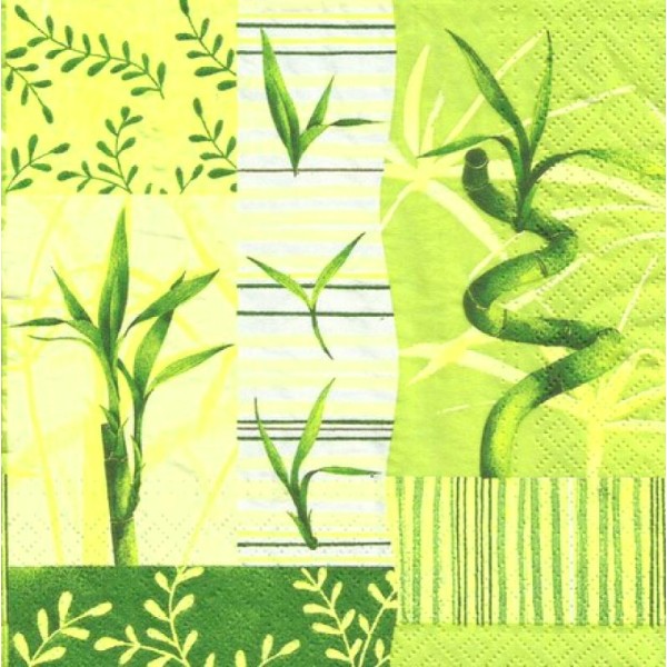 4 serviettes en papier découpage collage BAMBOU - Photo n°1