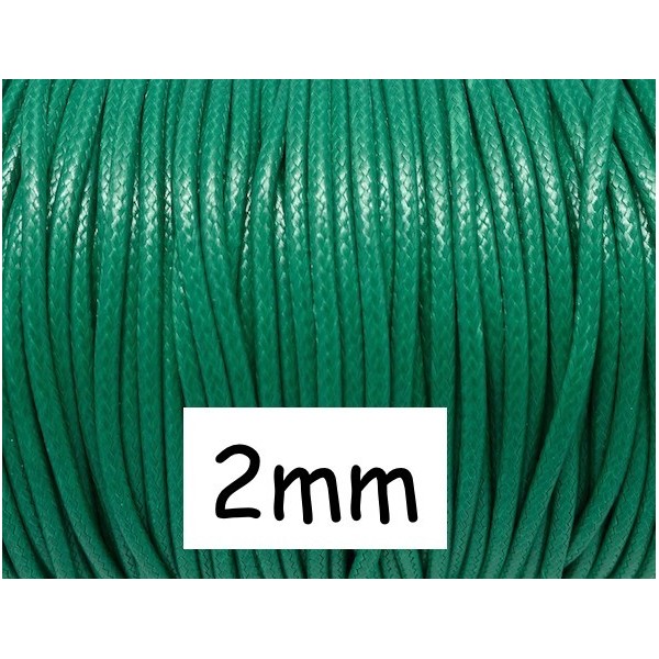 5m Cordon Polyester Enduit 2mm Souple Imitation Cuir Vert Herbe Coton Ciré - Photo n°1