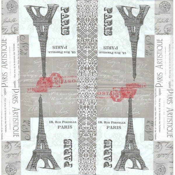 4 Serviettes en papier Paris Artistique Format Lunch Decoupage Decopatch 6902 PPD - Photo n°2