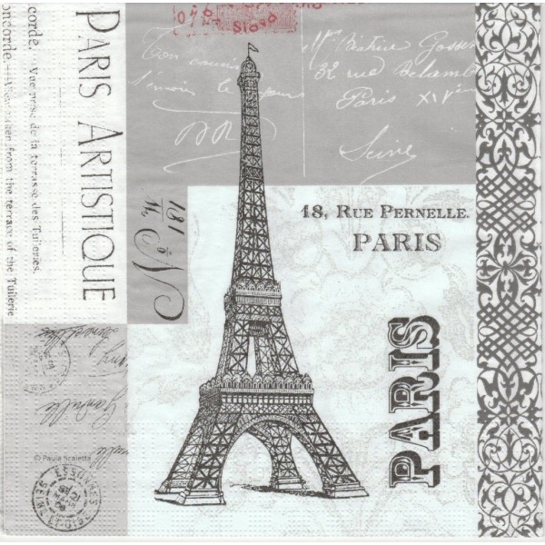 4 Serviettes en papier Paris Artistique Format Lunch Decoupage Decopatch 6902 PPD - Photo n°1