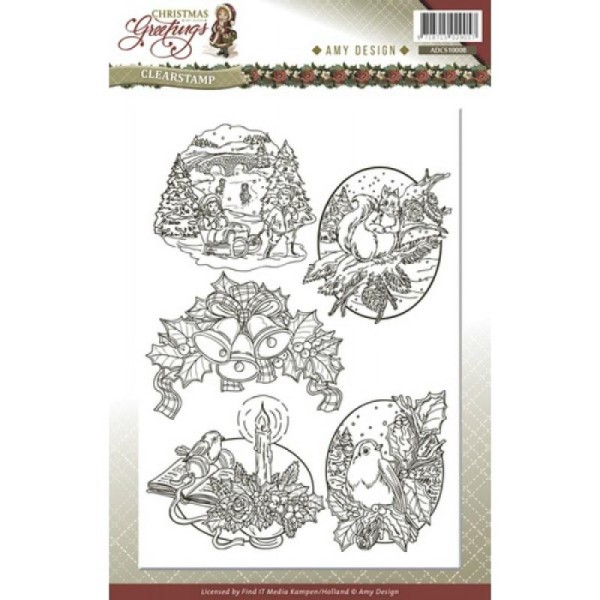 Tampon transparent clear stamp scrapbooking AMY DESIGN GREETINGS - Photo n°1