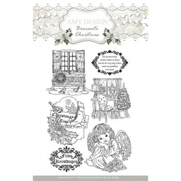 Tampon transparent clear stamp scrapbooking AMY DESIGN BROCANTE CHRISTMAS - Photo n°1