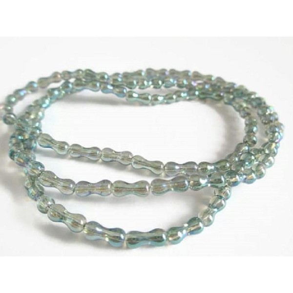 70 Perles translucide a reflet brillant os 8x4mm couleur vert - Photo n°1