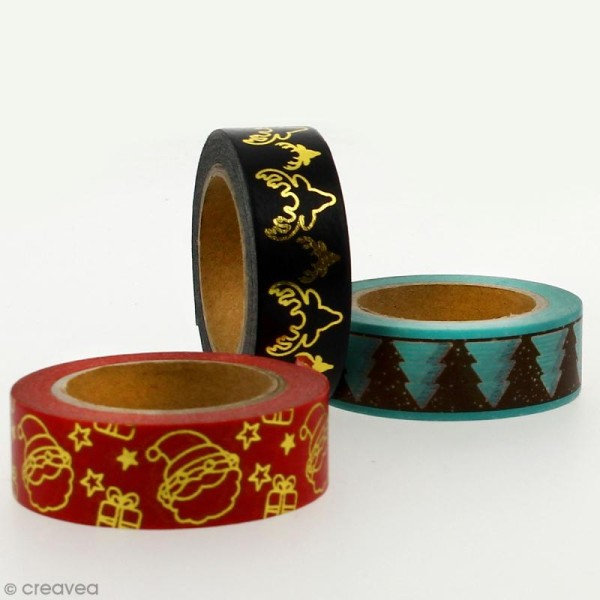 Masking tape Sapins marrons sur fond turquoise - 1,5 cm x 10 m - Photo n°3