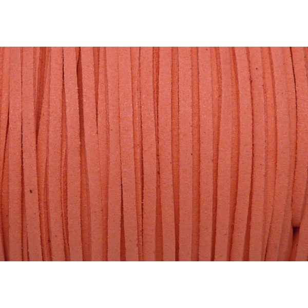 2m Cordon Daim Synthétique Suédine De Couleur Rose Corail Pâle 2,5mm - Photo n°1
