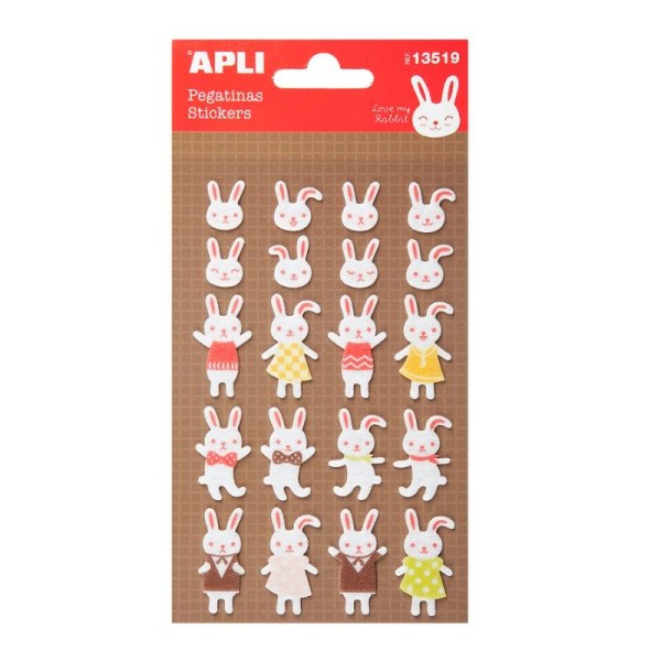 Stickers feutrine Lapins - APLI - 9,3 x 15 cm - Photo n°1
