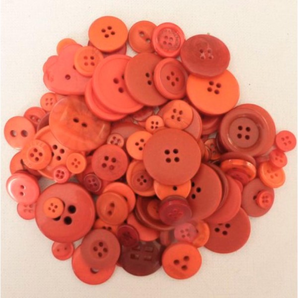 Assortiment de 100 boutons fantaisies DOCRAFTS PAPERMANIA TONS ROUGE - Photo n°1