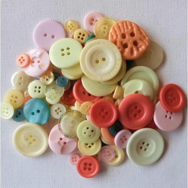 Assortiment de 100 boutons fantaisies DOCRAFTS PAPERMANIA TONS VINTAGE NOTE - Photo n°1