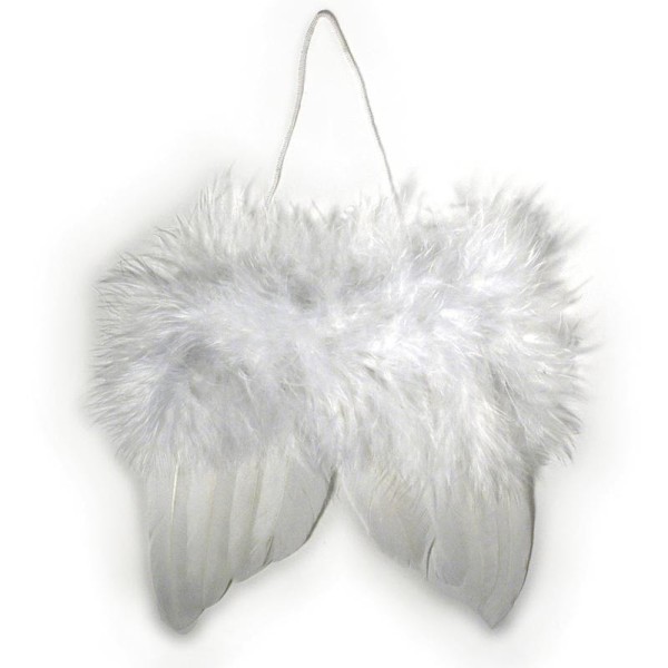 Ailes d'ange en plumes 5 cm à suspendre blanches - Lot de 2 - Photo n°1