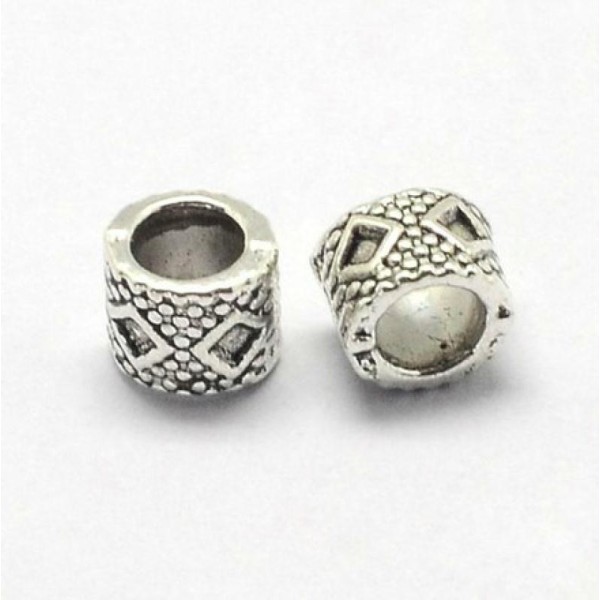 30 perles métal argenté style tibétain gros trou DECORATION LOSANGE - Photo n°1