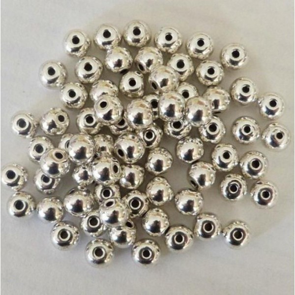 30 perles métal argenté rondes 0,8 cm BOULE - Photo n°1