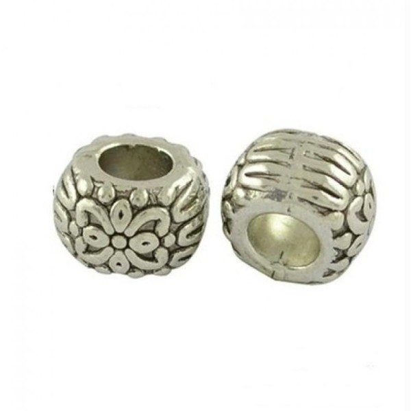 25 perles métal argenté style tibétain 0.6 cm DECORATION - Photo n°1