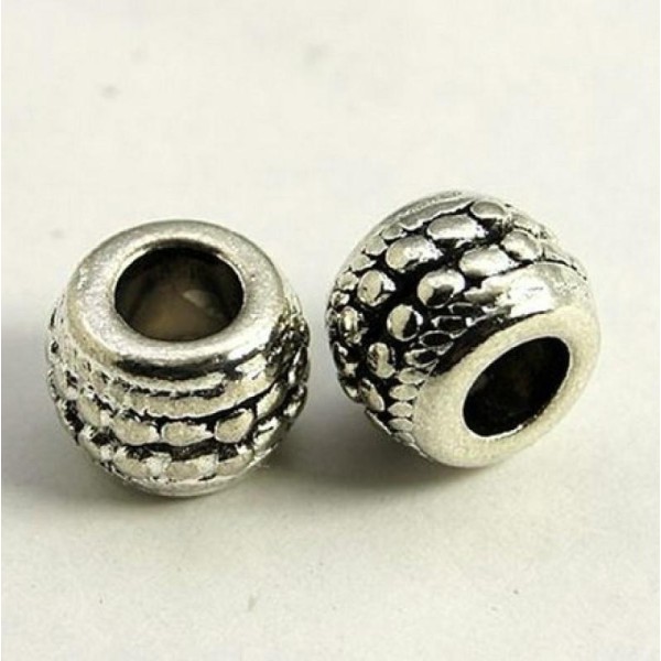 15 perles métal argenté 1 cm style tibétain DECORATION - Photo n°1