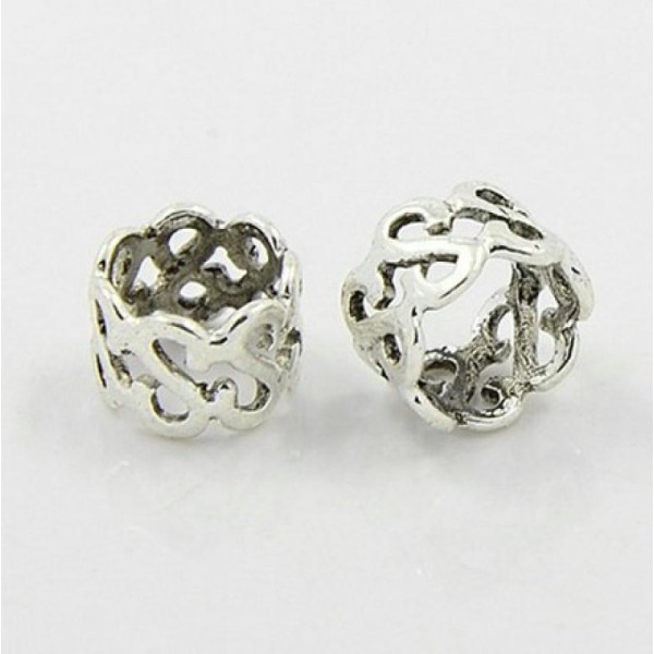 20 perles métal argenté style tibétain gros trou DECORATION - Photo n°1