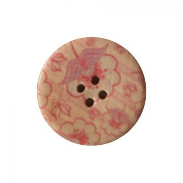 4 boutons ronds scrapbooking décoration 3 cm FLEUR ROSE - Photo n°1