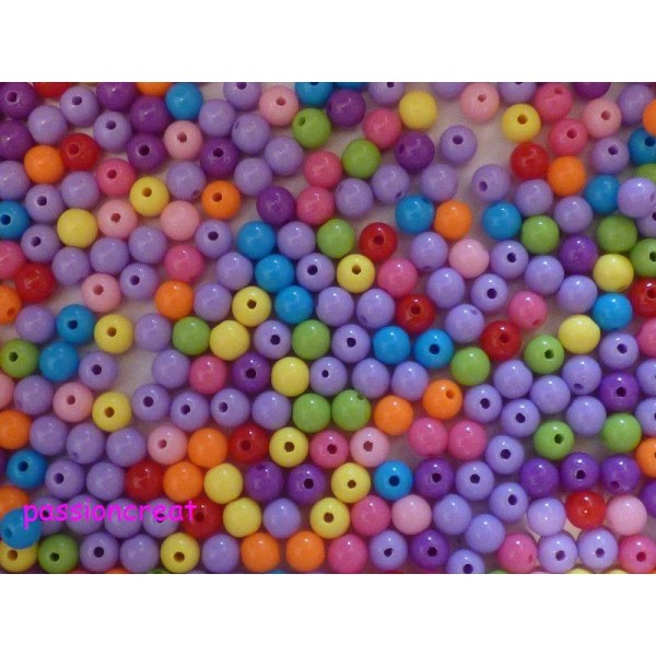 50 Perles Ronde Acrylique Thons Violet 6mm - Photo n°1
