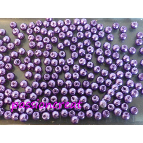 215 Perle En Verre Nacré Violet 4mm - Photo n°1