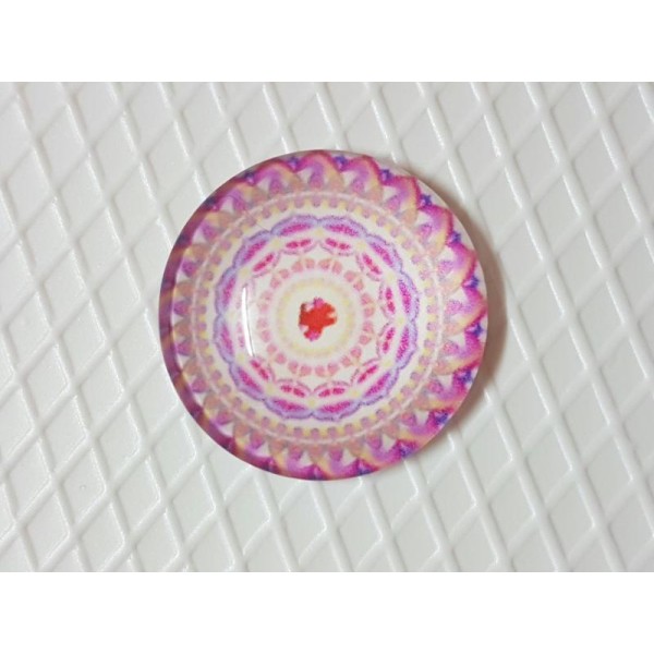 2 Cabochon Rond Rose Verre 20mm - Photo n°1