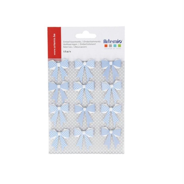 12 Noeuds bleus en papier perle blanche - 3 x 3,5 cm - 11060421 - Photo n°1