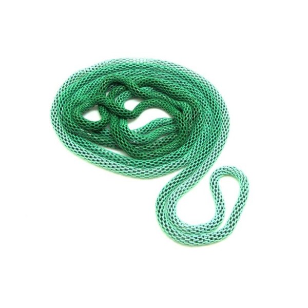 1 Collier Chaine Métal Tressée en Dégradé Vert et Vert Clair  - 1,18 m - Photo n°1