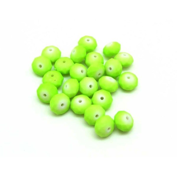Lot 20 Perles Synthétiques Donut Vert Lime - 8,5 par 5,5 mm - Photo n°1