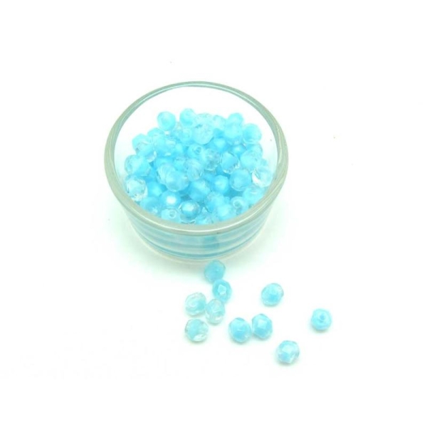 Lot  10 Perles Facettées en verre Bleu Ciel  - 6mm - Photo n°1