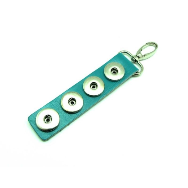 1 Porte Clé Cuir Turquoise Support 4 Boutons pressions  18 mm Chunk - 14.5*3.1 cm - Photo n°1