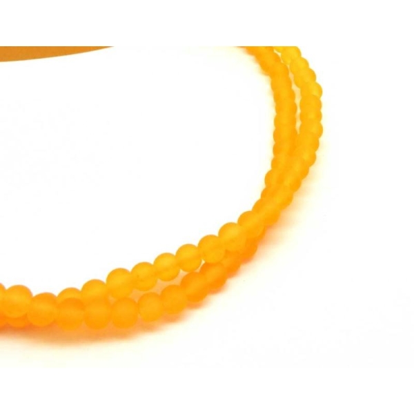 Lot 20 Perles Verre Rondes Fluo Orange Clair - 4 mm - Photo n°1