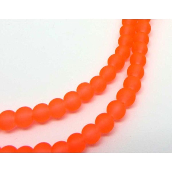 Lot 20 Perles Verre Rondes Fluo Orange - 4 mm - Photo n°1