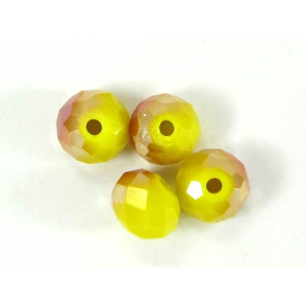 Lot de 10 Perles Donut Verre Jaune et Caramel  Irisé-6 par - Photo n°1