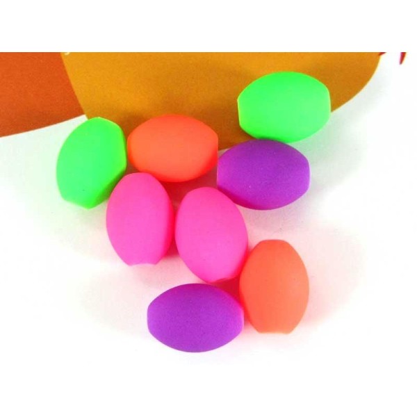 Lot 8 Perles Ovales Fluo Multicolore - 14*8 mm - Photo n°1