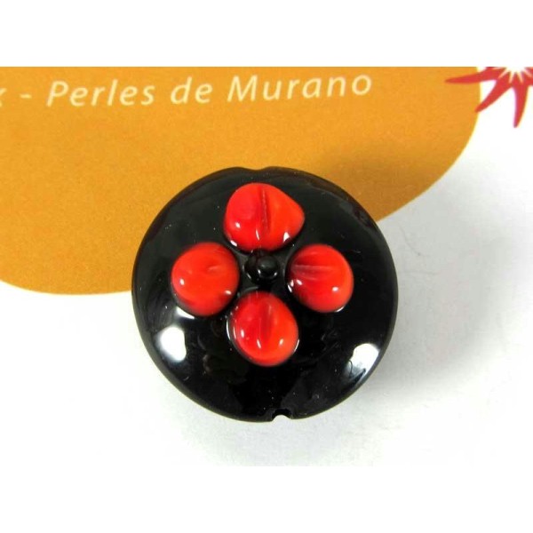 1 Perle de Murano Sunshine Noire - 21 mm - Photo n°1