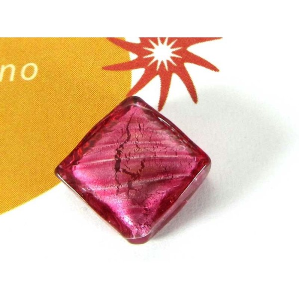 1 Perle de Murano - Petit Losange  Rose - 14 mm - Photo n°1
