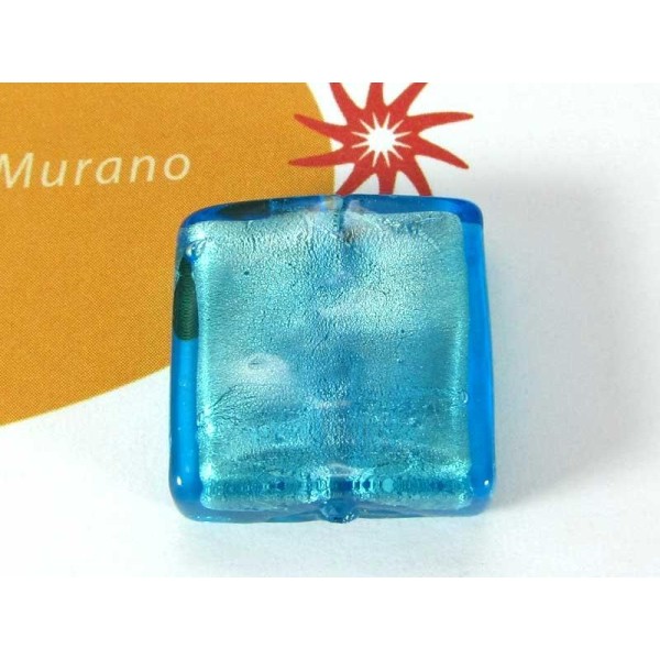 1 Perle de Murano - Carré Turquoise 20 mm - Photo n°1